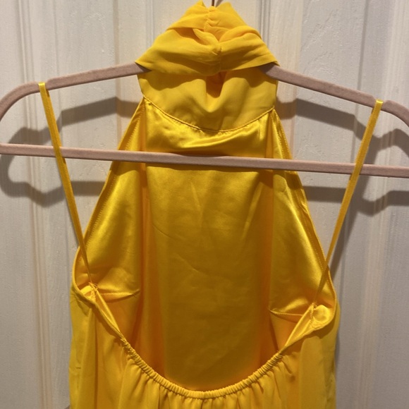 NWT New York & Co Eva Mendes Collection Golden Yellow Blouse Halter Top - Picture 7 of 16